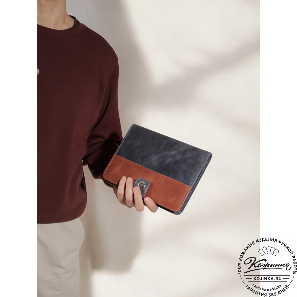 Кожаный ежедневник "Монблан" (синий антик)